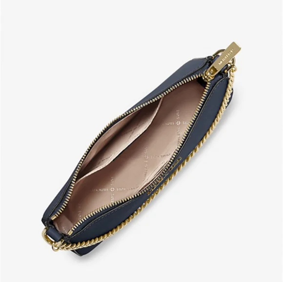 Michael Kors Jet Set Leather Crossbody Navy - Picture 3 of 5